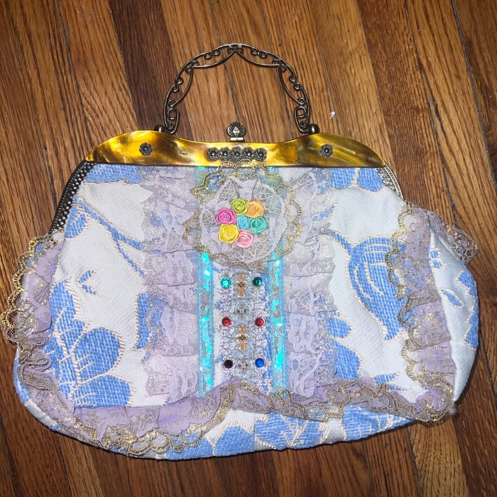 Unbranded Vintage Lucite Lace Detail Clutch Handbag Purse-boho-hippy-shabby Chic